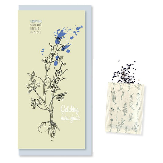 Greeting card with seeds 'Happy New Year' 